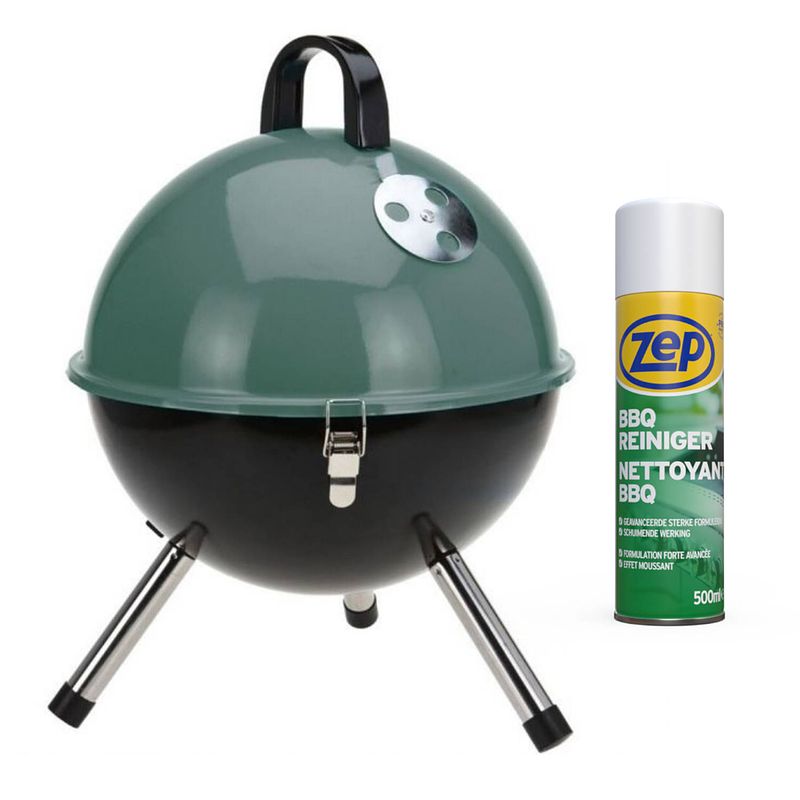 Foto van Set! bbq kogelbarbecue met zep bbq reiniger - ø 31 cm - groen - 500 ml