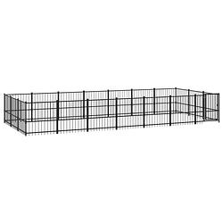 Foto van The living store hondenhok hondenkennel - stalen stangen - gepoedercoat staal - 679x291x100 cm - zwart