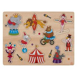 Foto van Houten knopjes/noppen speelgoed puzzel circus thema 30 x 22 cm - educatief speelgoed voor kinderen