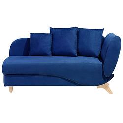 Foto van Beliani meri - chaise longue-blauw-fluweel