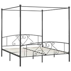 Foto van The living store hemelbedframe - grijs metaal - 209 x 207.5 x 198 cm (l x b x h) - geschikt voor 200 x 200 cm matras