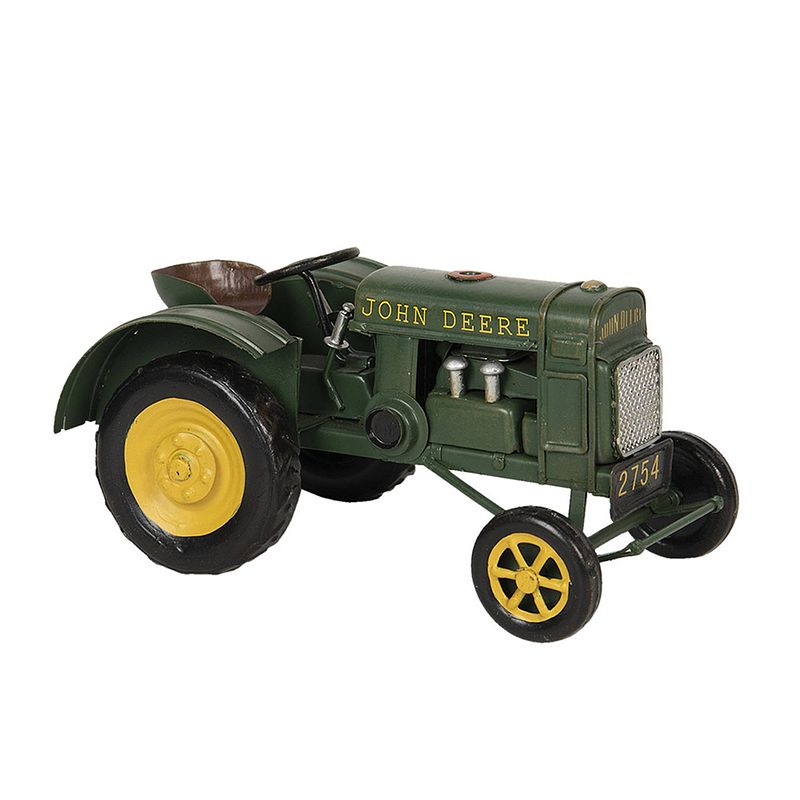 Foto van Clayre & eef john deere traktor licentie tractor 18*9*9 cm groen metaal miniatuur tractor decoratie modeltractor groen