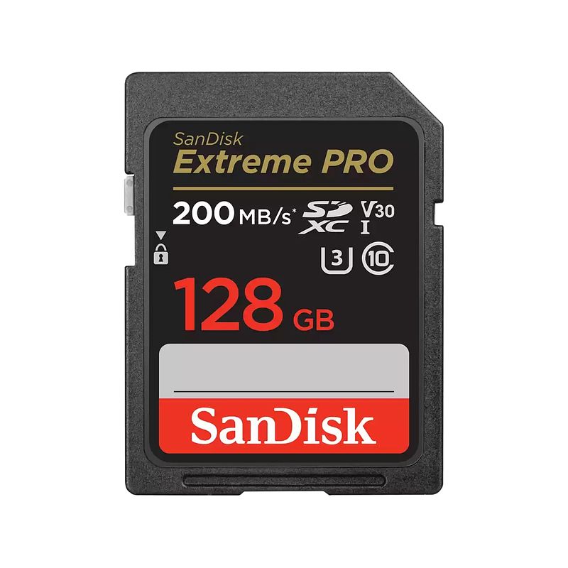 Foto van Sandisk sdxc extreme pro 128gb 200/90 mb/s - v30 - rescue pro dl 2y micro sd-kaart zwart