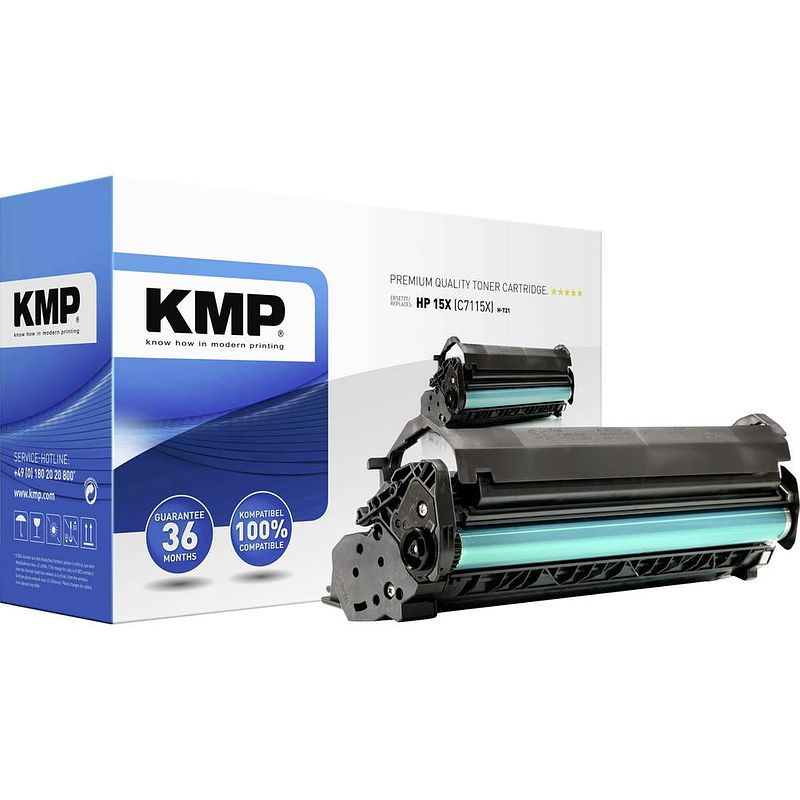 Foto van Kmp h-t21 tonercassette vervangt hp 15x, c7115x zwart 5000 bladzijden compatibel toner