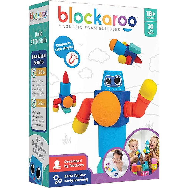 Foto van Blockaroo speelset robot foam blocks junior rubber 10-delig