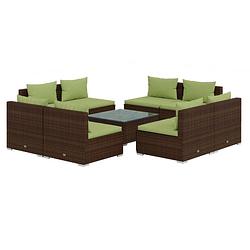 Foto van Vidaxl 9-delige loungeset met kussens poly rattan bruin