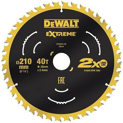 Foto van Dewalt dt20433-qz cirkelzaagblad 210 x 30 x 2.4 mm aantal tanden: 40 1 stuk(s)