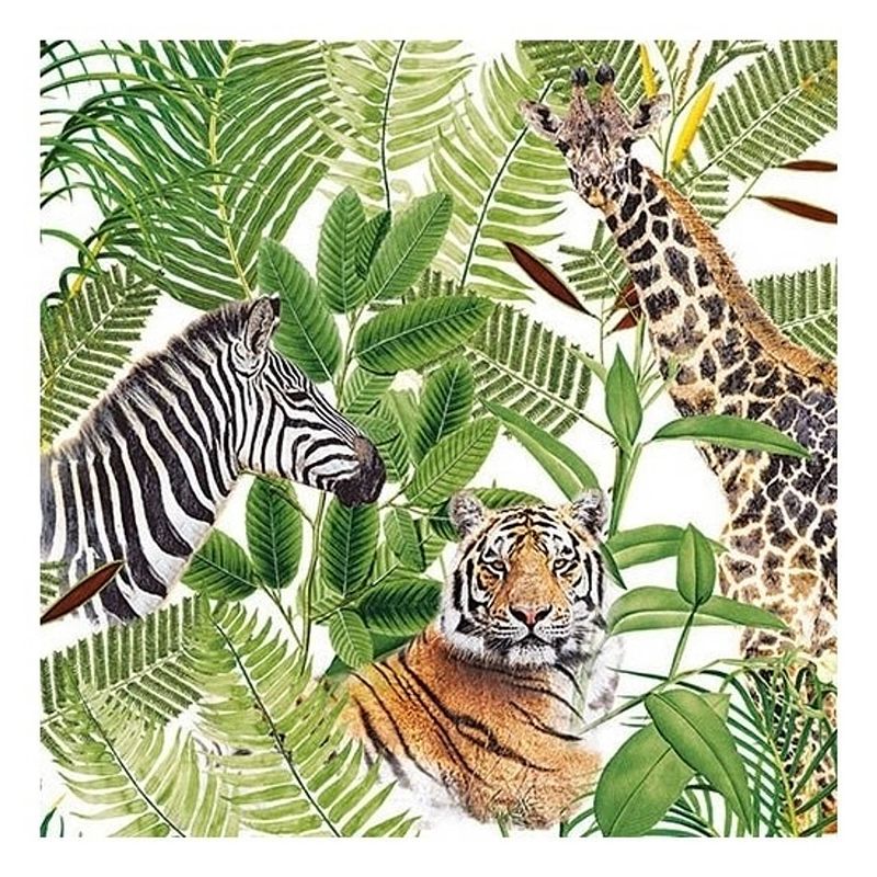 Foto van 20x safari / jungle thema servetten 33 x 33 cm - papieren servetten 3-laags