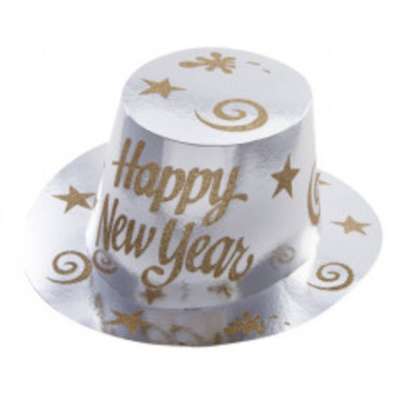 Foto van Carnival toys feesthoed happy new year papier zilver one-size