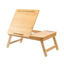 Foto van Laptoptafel voor op bank of bed van bamboe hout - met telefoon en