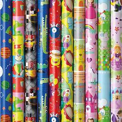 Foto van Assortiment cadeaupapier inpakpapier voor kinderen - 200 x 70cm - 5 stuks