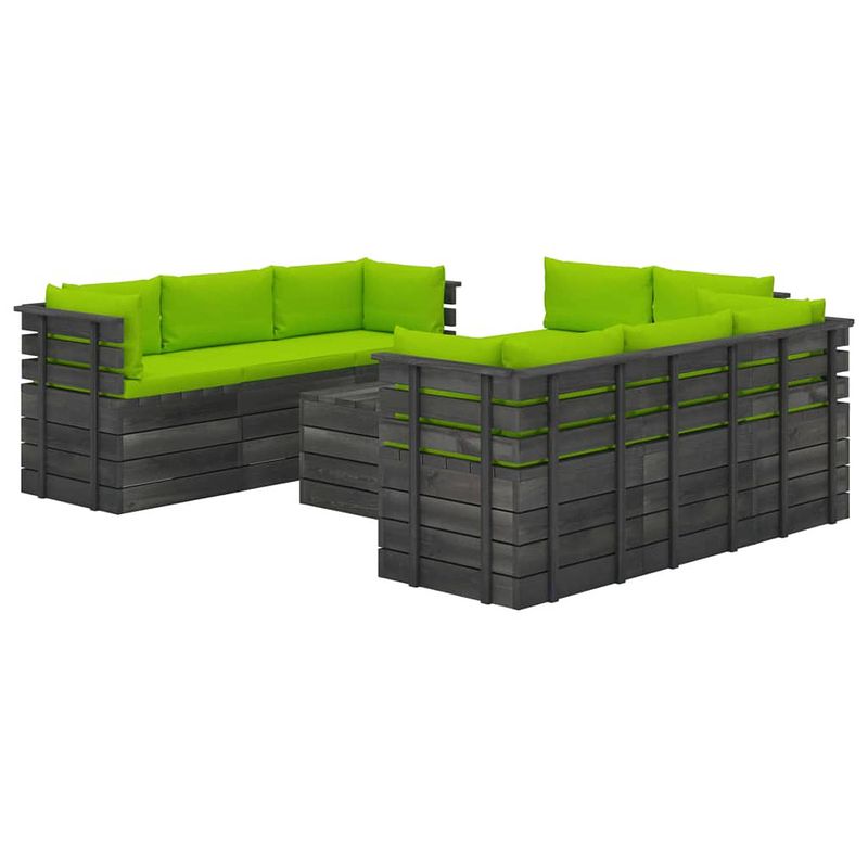 Foto van Vidaxl 9-delige loungeset met kussens pallet massief grenenhout