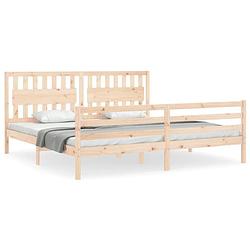 Foto van The living store massief grenenhouten bedframe - 205.5 x 205.5 x 100 cm - multiplex lattenbodem