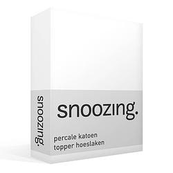 Foto van Snoozing - topper - hoeslaken - 160x200 cm - percale katoen - wit