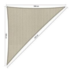 Foto van Compleet pakket: shadow comfort 90 graden driehoek 3x3x4,2m sahara sand met rvs bevestigingsset en buitendoekreiniger