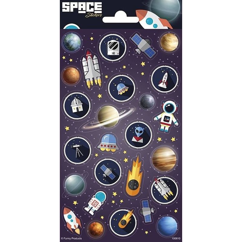 Foto van Funny products stickervel space junior papier 26 stuks