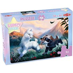 Foto van Tactic lumo stars puzzel llama and puppy - 56 stukjes