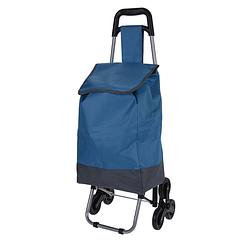 Foto van Boodschappen en losse spullen trolley - inhoud 30 liter - blauw - met trap wielen - boodschappentrolleys