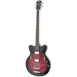 Foto van Hofner hct-500/8 verythin ct long scale bass dark cherry transparent semi-akoestische basgitaar