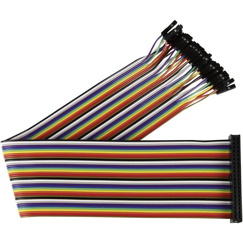 Foto van Joy-it rb-cb2-030 jumperkabel raspberry pi [40x draadbrug-bus - 40x draadbrug-bus] 30.00 cm bont incl. pins