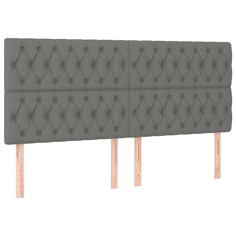 Foto van The living store hoofdeind bedaccessoires - 180x7x118/128 cm - donkergrijs