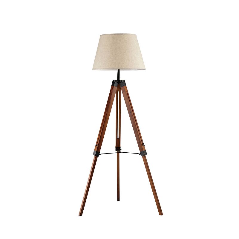 Foto van Quvio vloerlamp driepoot hout met beige kap - quv5041l-wood