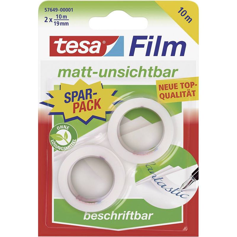 Foto van Tesa 57649-00001-01 tesafilm invisible transparant (l x b) 10 m x 19 mm 2 stuk(s)