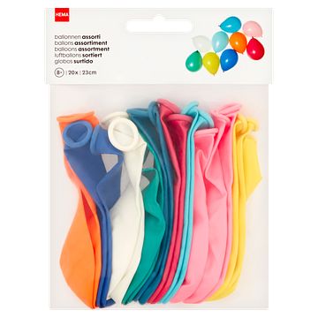 Foto van Hema ballonnen assorti 8+ 23 cm 20 stuks bij jumbo