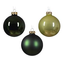 Foto van Decoris - kerstbal glas d8 cm groen ass 16st kerst