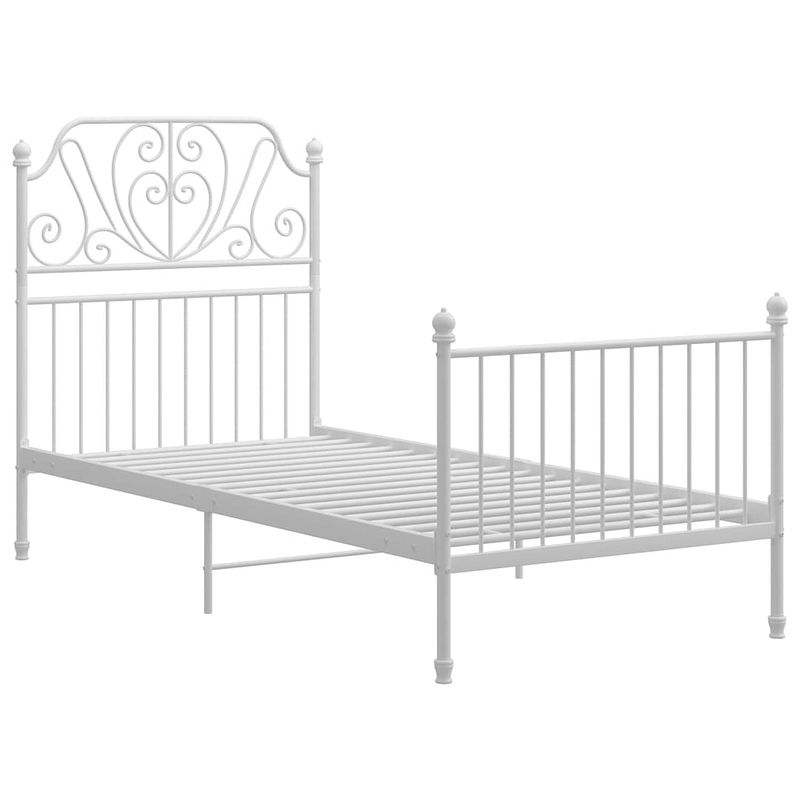 Foto van The living store metalen bedframe - wit - 206 x 94 x 124 cm - massieve constructie - geschikt voor 90 x 200 cm matras -