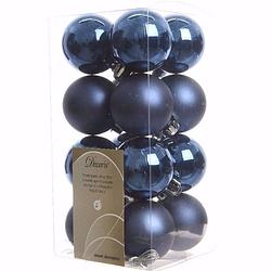 Foto van Mystic christmas kerstboom decoratie kerstballen blauw 16 stuks - kerstbal