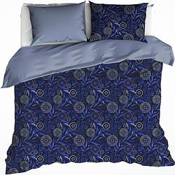 Foto van De witte lietaer dekbedovertrek moonflower cobalt blue - tweepersoons - 200 x 200/220 cm - katoen flanel