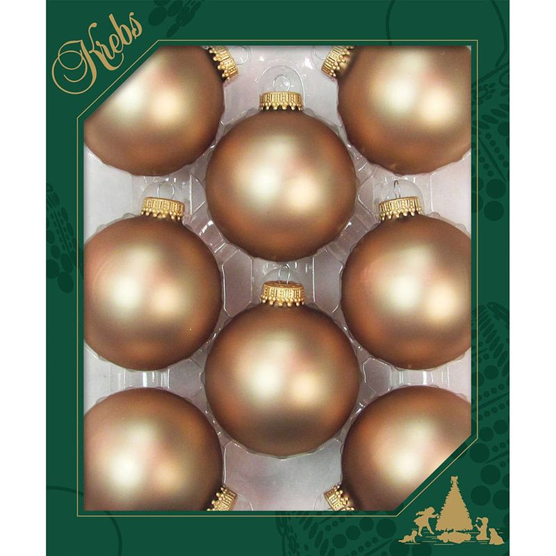 Foto van 8x stuks glazen kerstballen 7 cm cappuccino velvet bruin mat - kerstbal