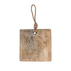 Foto van Haes deco - decoratieve snijplank - 20x20x2 cm - hout - bruin - borrelplank, tapasplank, serveerplank