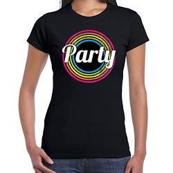Foto van Party verkleed t-shirt zwart voor dames - 70s, 80s disco verkleed outfit xl - feestshirts