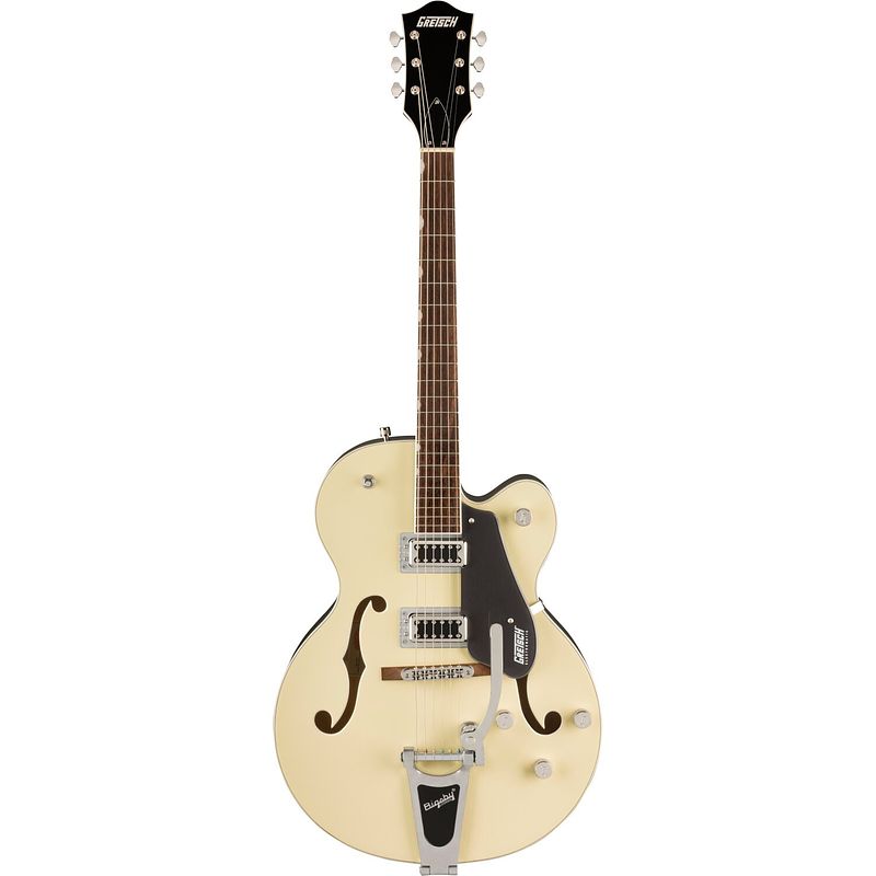 Foto van Gretsch g5420t electromatic classic hollow body bigsby two-tone vintage white / london grey semi-akoestische gitaar