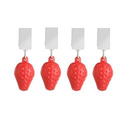 Foto van Tafelkleedgewichten aardbeien - 4x - rood - kunststof - voor tafelkleden en tafelzeilen - tafelkleedgewichten