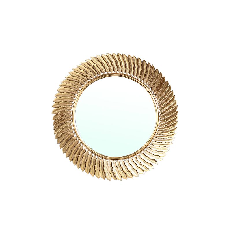 Foto van Ptmd posh gold iron mirror leafs frame round