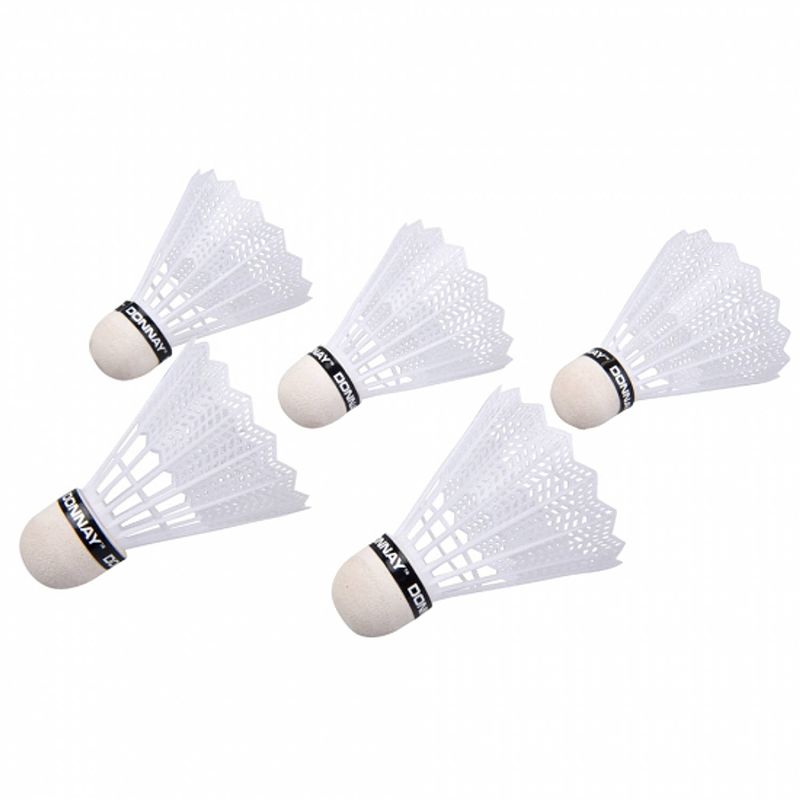 Foto van 5x stuks witte badminton shuttles - badmintonshuttles