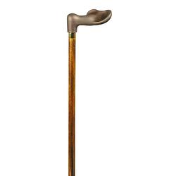 Foto van Classic canes houten wandelstok - bruin - hardhout - rechtshandig - soft-touch ergonomisch handvat - lengte 92 cm