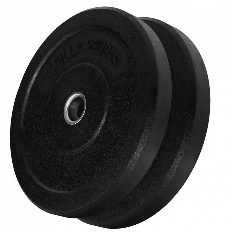 Foto van Gorilla sports bumper plate - halterschijf - 10 kg - rubber - 50 mm - set van 2