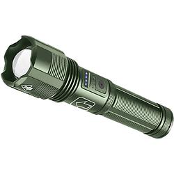 Foto van Felle led zaklamp - legergroen - 5 standen flashlight - usb-c oplaadbaar - inclusief oplaadbare batterij - aaa batterij