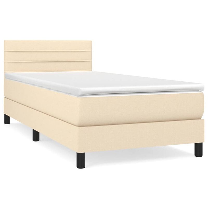 Foto van The living store boxspring bed - crème - 203 x 90 x 78/88 cm - duurzaam materiaal - verstelbaar hoofdbord -