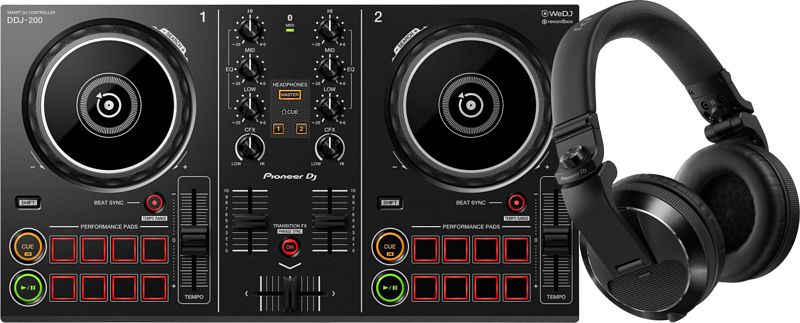 Foto van Pioneer dj ddj-200 + pioneer dj hdj-x5 zwart