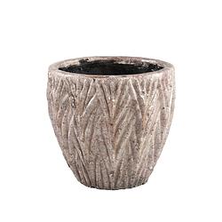 Foto van Ptmd talina light pink glazed ceramic leaf pot round l