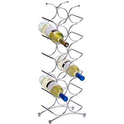 Foto van 1x zilver chroom wijnflesrek/wijnrekken staand voor 12 flessen 67 cm - wijnrekken