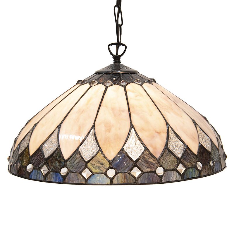 Foto van Haes deco - hanglamp tiffany beige, bruin ø 40x95 cm e27/max 1x60w