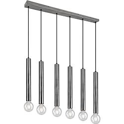 Foto van Led hanglamp - hangverlichting - trion claro - e27 fitting - 6-lichts - rond - mat nikkel - aluminium