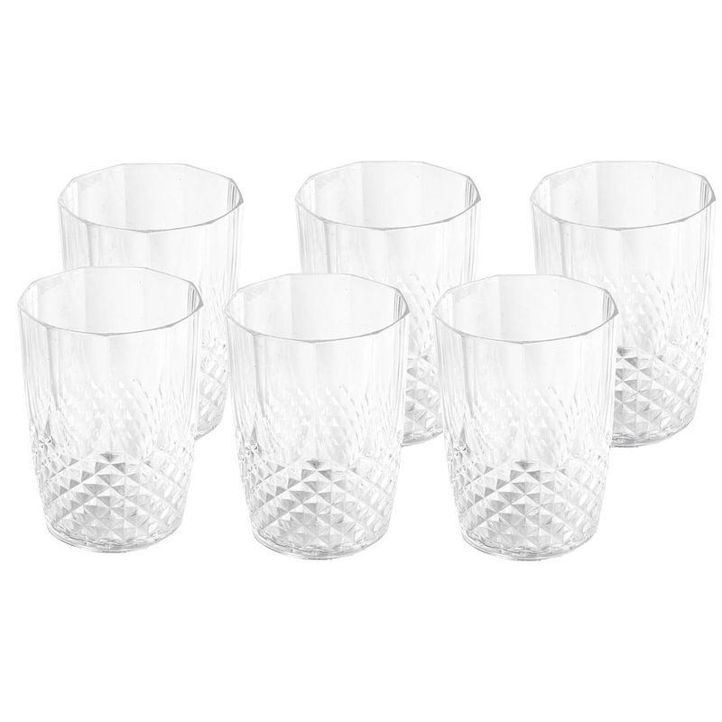 Foto van 6x stuks kunststof drinkglazen/waterglazen 400 ml met kristaleffect - drinkglazen