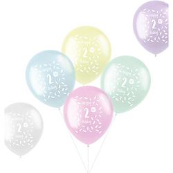 Foto van Folat ballonnen happy 2nd bday pastel 33 cm latex 6 stuks